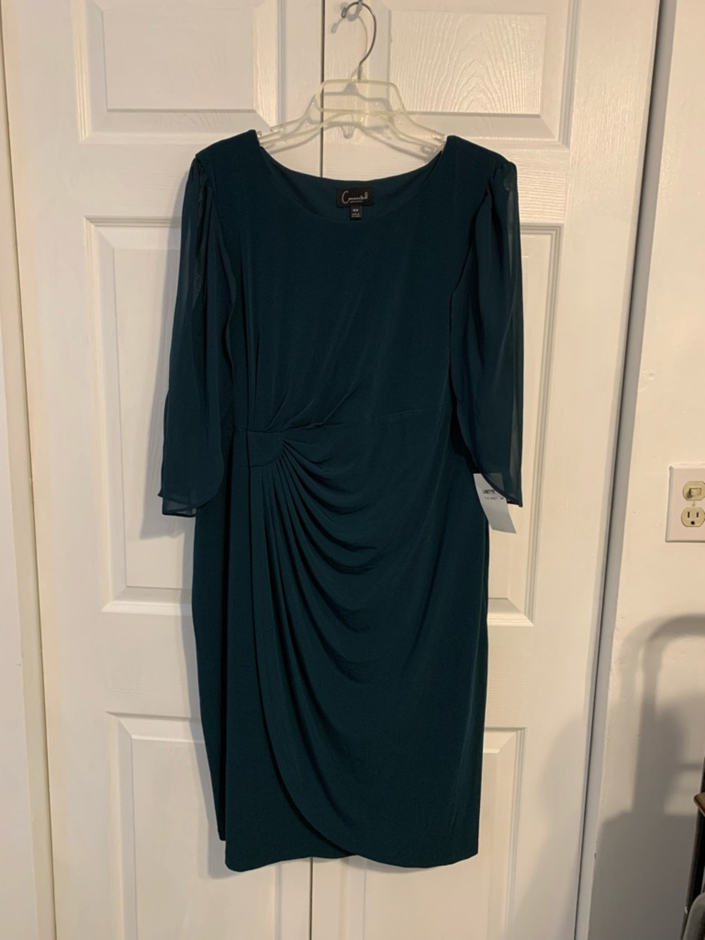 Connected Apparel hunter green  Asymmetrical Draped Midi Dress 18W NWT